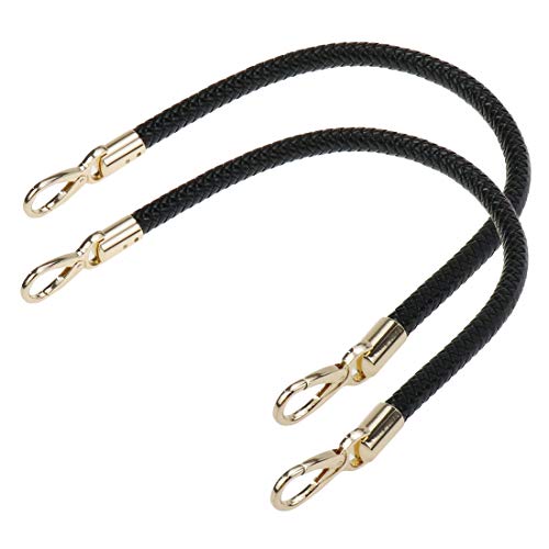 Semetall Handbags Replacement Straps 2Pcs 52cm/20.5"(Black) | PU Leather Shoulder Bag Straps Handbag Handles Purse Belt Wallet Straps with Gold Spring Buckle - color: Black