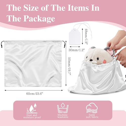 Ersmak 6 Pack Dust Bags for Handbags - Ivory White Silk Dust Cover Bag for Purses Shoes - Satin Drawstring Dustproof Bags for Travel Storage - 23.6 x 19.7 In - color: Ivory White, size: 23.6 x 19.7 In