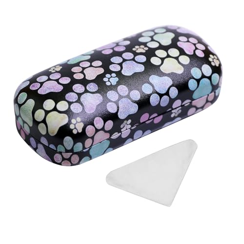 PERFECTSIGHT Sunglasses Case, Large Hard Shell Glasses Case, Cute PU Leather Protective Eyeglasses Case for Women Men - color: Multicolor Paw