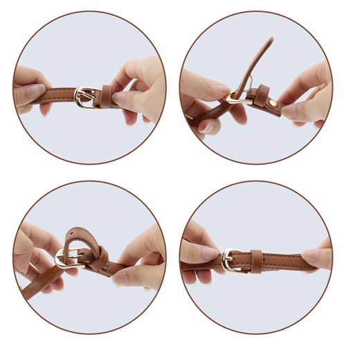 Semetall PU Leather Replacement Purse Straps 2 Pcs 67cm to 76cm Brown - color: Brown