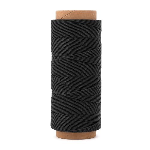 Mandala Crafts 80M 0.8mm Black Round Waxed Thread for Leather Sewing - color: Black, size: Round 0.8mm 85 Yards 80M