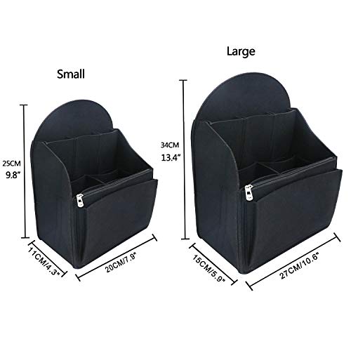 VANCORE Felt Backpack Organizer Insert for Rucksack Handbag Shoulder Bag (Black,Small) - color: Black, size: Small