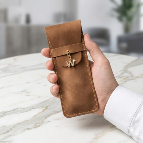 Personalized Initial PU Suede Pen Pouch - Office and Professional Storage Accessory, Ideal Gift for Coworkers (W) - color: W