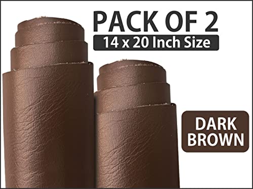2 Pieces of Dark Brown 14x20 Inch Genuine Leather Pieces Real Cowhide Full Grain Sheets for Crafting Leatherworking Leathercraft Repair Crafts Offcuts TPS13526 - color: 2 Pieces of 14x20 Inch (Dark Brown)