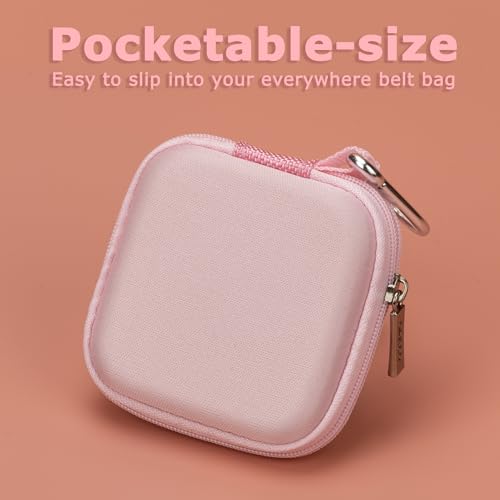 Ginsco Mini-Portable Hard Shell Square Earbuds Case for Apple EarPods/Samsung Galaxy Wired/Wireless Earbuds, Cell Phone Accessories Organizer with Carabiner for Earphones - color: Pink, size: Slim