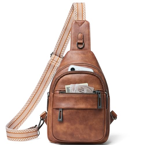 Leresas 7L Sling Bag for Women Crossbody Bag Sling Purse Fanny Packs Vegan Leather Chest Bag Trendy Handbag Travel Anti Theft - color: Brown