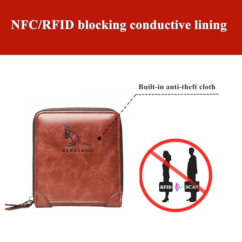 Leather Wallets for Men with RFID Blocking Multi Card Slot Separate ID Card window… (brown2002) - color: brown2002