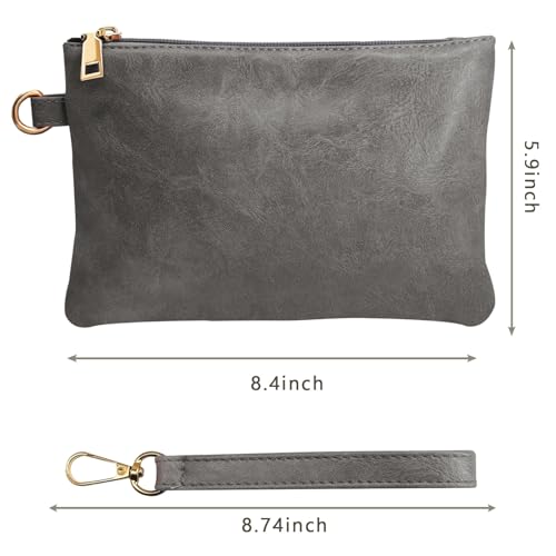 K.E.J. Clutch Purses for Women Wallet Wristlet Small Wallet Purses Clutch Handbags Zipper Purse for Ladies Women Gifts - color: Gray