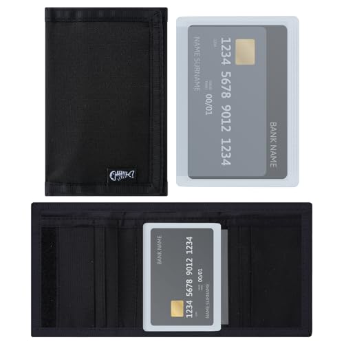 Men’s Nylon Trifold Wallet with 6 Page Wallet Insert, Ultra Thin and Security Wallet with ID Window for Card Cash Holder, Modern Fashion Purse Gifts for Teen Boys Men Women -Black - color: 24017 Black
