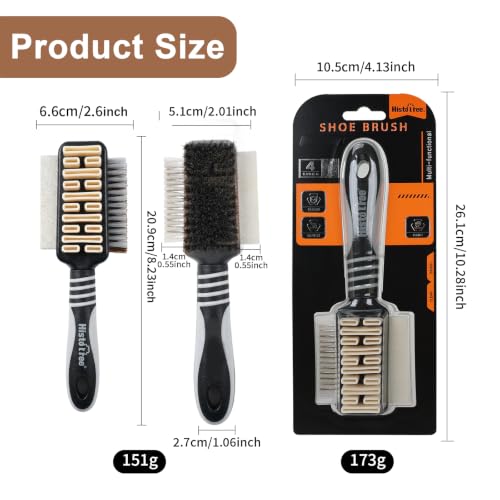Suede&Nubuck 4-Way Leather Brush Cleaner Suede Brush (Black) | 4-in-1 Suede Brush and Eraser,Horsehair Shoe Brush,Copper Wire Shoe Brush for Suede Nubuck Shoes Boots,Suede Cleaning Brush - color: Black