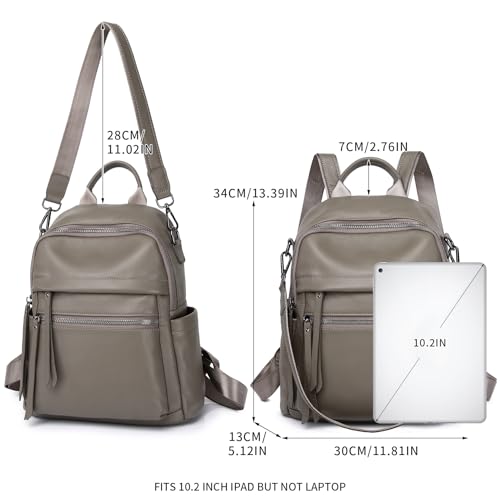 Genuine Leather Backpack Purse for Women - color: Grey