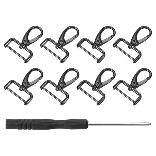 uxcell Swivel Clasps Hook, D Ring Detachable Snap Hardware Metal Lobster Claw Clasp Hook with Screwdriver - color: Black, size: 19mm(0.75 Inch)