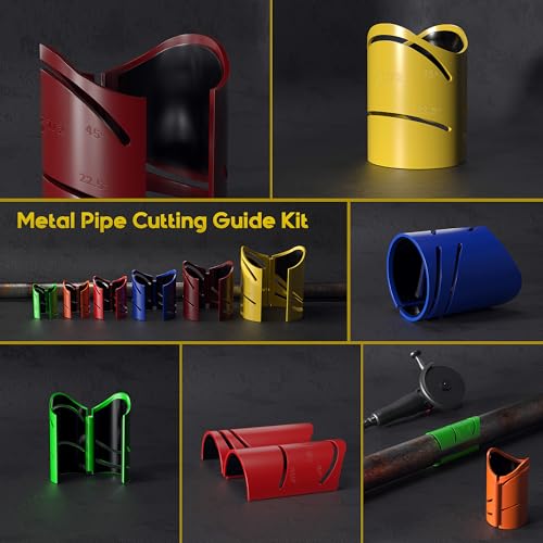 Pipe Saddle Template, Metal Pipe Cutting Guide Kit, Magnetic Pipe Saddle Cutting Guide Coping Notching Jig 6-Pack: 1-5/8", 1-7/8", 2-3/8", 2-7/8", 3-1/2", 4-1/2" Cross｜Saddle Cut at 22.5°, 45°, 90° - color: 6 pieces in 6 sizes