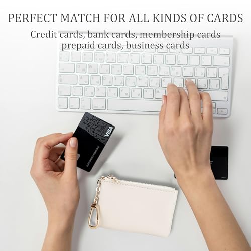 Veki Coin Purse Change Mini Purse Wallet with Zipper, Solid color-White | Fashionable Bag for Men Women, Key Chain Pendant Leather Classic Clutch Purse - color: Solid color-White
