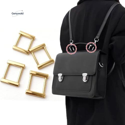 rectangular screw ring buckle, rectangular screw strap buckle with connector ring for wallet making 1.9 cm, 4 pieces (gold)