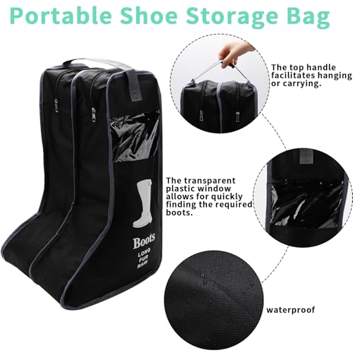 Portable 2 Pack Boots Storage,Tall Boots Storage/Protector Bag | Boots Cover (Black)