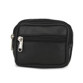Leatherboss Genuine Leather Travel Outdoor Hiking Belt Pouch with Zipper Pocket Wallet for men women (Black) - color: Black