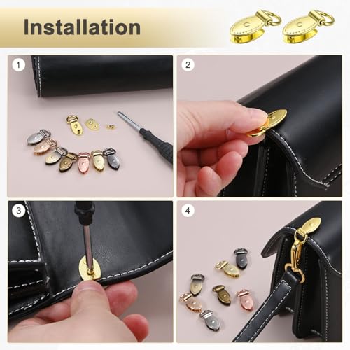 M METERXITY 4-Pack Bag Side Clip Buckle, Metal Purse Suspension Clasp Leaf Shape Handbag Chain Strap Connector with D Ring for Purse/Keyring/DIY Crafts Hardware Accessories [Bright Gold] - color: Bright Gold