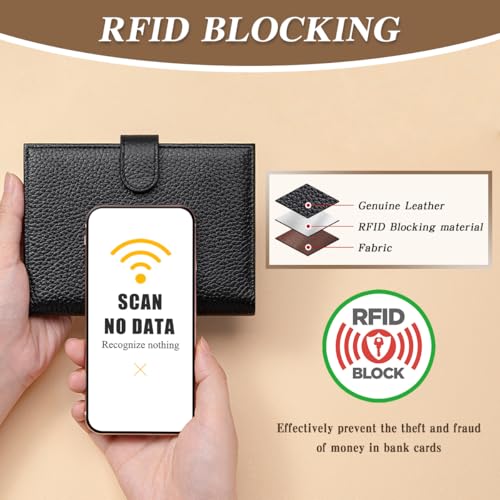Passport Holder for Travel Women RFID Blocking Genuine Leather Passport Wallet with Card Slots, Zipper Coins Pocket, Cash Holder, Black - color: Black