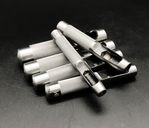 Leathe Punch Set Heavy Duty Round Hole Punch Set Leather Hole Tool,for Leather, Canvas (Silver, 6-pcs) - size: 6-pcs