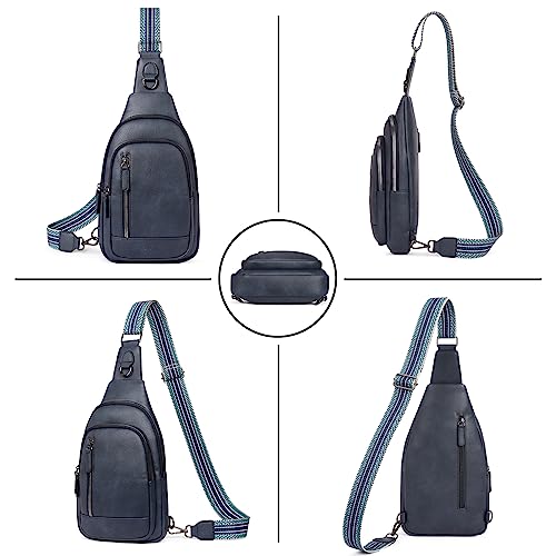 CLUCI Crossbody Bags for Women Men,Leather Sling Bag Cross Body Backpack for Woman Gifts for Women Birthday Unique - color: 1-1 Blue