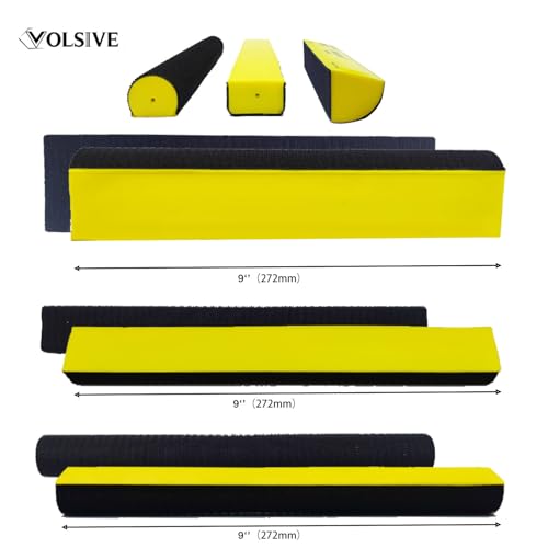 VOLSIVE 7pcs Hand Sanding Block Set, Rectangle Handheld Sanding Pad, Hook and Loop Interchangeable Assorted Shapes, for Sanding or Polishing in Auto Body and Paint Shops - Yellow - color: Sanding Block, size: Yellow 7pcs Set-Long Hook