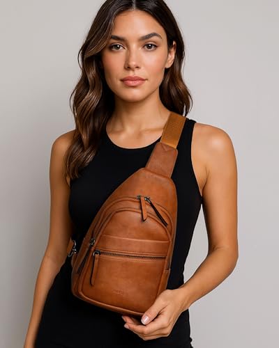 Alldaily Large Sling Bag for Women Crossbody Purse Leather Fashionable Trendy Chest Bag for Travel, Fanny Pack (Brown) - color: Brown