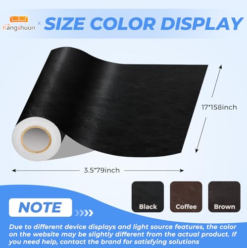 Kangshoon Self-Adhesive Leather Repair Patch, Vinyl Repair Kits for Couch | Glossy, Self-adhesive, quick repair, strong stick, large size, couch repair patch, furniture repair tape, cut to size - color: Glossy Coffee, size: 3.5X79 Inch