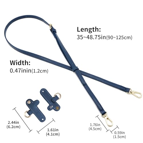 DEVPSISR Leather Strap Suitable for Longchamp Handbag,Crossbody Adjustable Shoulder Strap Conversion Kit - color: Blue-gold