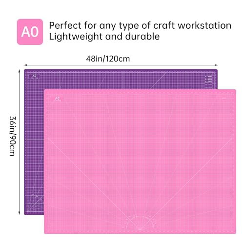 Headley Tools Thickened 36 x 48 Inch Self Healing Sewing Cutting Mat, A0 Rotary Cutting Sewing Mat for Crafts, Double Sided 5-Ply Table Cutting Board for Fabric Quilting Leather Hobby, Pink/Purple - color: Pink/Dark Purple, size: 48"L x 36"W