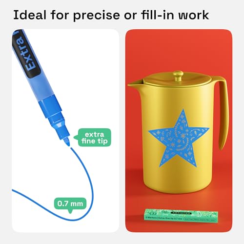 ARTISTRO Blue Acrylic Paint Markers - 0.7mm Extra Fine-Tip - Set of 2 - color: Blue