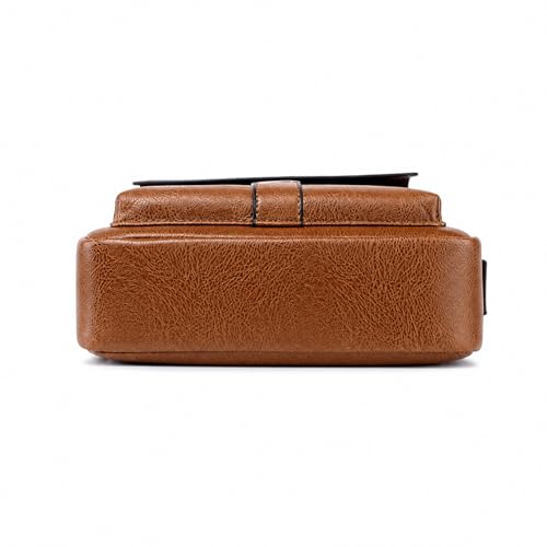 Crossbody Bag for Men, PU Leather Shoulder Messenger Bag with Handle - color: Deep Khaki
