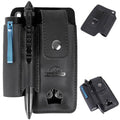 Topstache Leather Multitool Sheath with Belt Clip - Leather Multitool Holder with Closure Flap - EDC Belt Organizer Fits Multitool, Flashlight, Pen - EDC Pouch Belt Holster Case, Black - color: Black