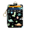 Slim Wallet Credit Card Holder, Dinosaurs, RFID Wallet Women Cute Small Front Pocket Wallet With Zipper, PU Leather Thin travel RFID Blocking Card Case ID Window ,Ladies Gifts - color: Dinosaurs