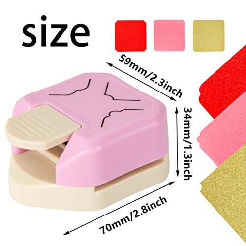 Decorative Corner Punch 3 in 1 Rounder Pattern Paper Edge Cutter Paper Punches for Crafting Photo Business Card Scrapbooking Tools Laminate DIY School & Home Crafting Supplies - color: Pink Decorative Corner Punch