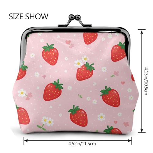 Kiss-lock Coin Purse for Women Change Purses Cute Small Coin Pouch Tiny Coin Wallet (Strawberry Pink) - color: Strawberry Pink