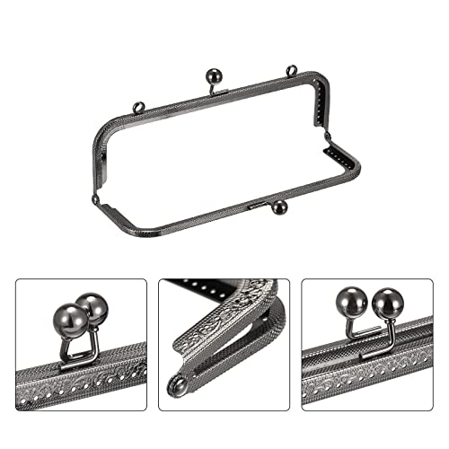 uxcell Metal Purse Frames - 8.07" 4Pcs Kiss Lock Clasp Frame Rectangle Embossed Clutch Frame Handles for Coin Purse Sewing Bag Making DIY Craft, Dark Grey - color: Dark Grey