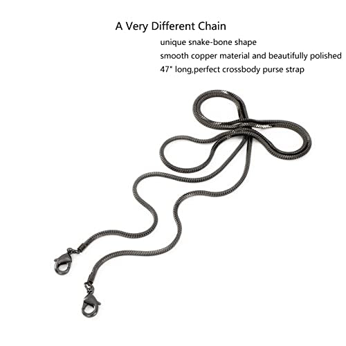 Xiazw Small Square Copper Purse Shoulder Cross Body Handbag Bag Chains Strap Replacement(Black Grey, 47'') - color: Black Grey