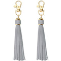 Penta Angel 2Pcs 5.9'' Large PU Leather Tassel with Lobster Swivel Keychain Pendant for Handbag Backpack Jewelry Making(Gray) - color: Grey