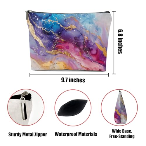 Fluid Ink Gold Marble Makeup Bag, Cosmetic Bags for Women | Gradient Abstract Portable Travel Toiletry Bag Elegant Gift for Women Sister Wife Wedding Bridal Shower Birthday Christmas - color: Abstract Marble 467