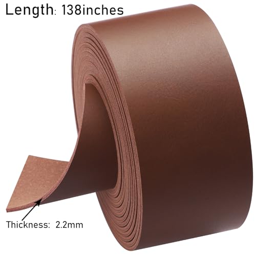 Picheng Faux Leather Straps 2 Inch Wide Leather Strip, 138 Inch Long Leather Belt Strips for DIY Craft, Hobby Workshop (Dark Brown-2 Inch) - color: Dark Brown, size: 2 Inch