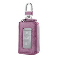 Car Key Fob Case, Remote Keys Storage Bag with Metal Hook & Transparent Window, Waterproof Leather Auto Key Fob Holder Keychain Zipper Bag for Women Men, Car Accessories (Purple) - color: Purple