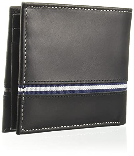Nautica Men's Bifold Leather Wallet | RFID Blocking | ID Window | Card Slots | Organization | Durable | Stylish - color: Logo Ribbon - Black