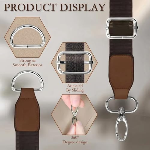 Metal Belt Buckle Hardware Set, 36 Pieces, 1-1/2 Inch, D-Rings and Slide Buckles, Rectangle Ring - color: Silver