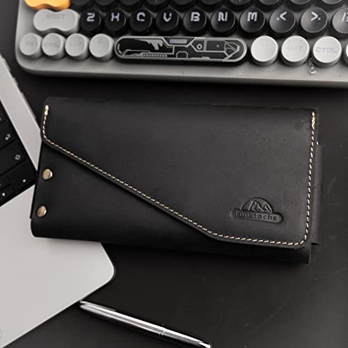 Topstache Belt Loop Leather Phone Holster for iPhone 17/17 Pro/16/16 Pro, Galaxy S25/S24 - Cell Phone Belt Holder - Leather Pouch with Card Holder Wallet - Fit Protective Case on, L,Black - color: Belt Loop-Black, size: Large
