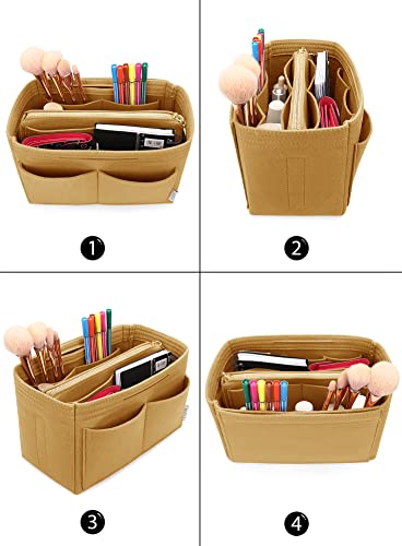 LEXSION Felt Purse Organizer Insert, Tote Bag Shaper Dividers with 5 Sizes - color: Brown, size: Slender Large