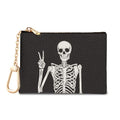 Funny Skull Skeleton Keychain Coin Purse for Women, Change Pouch | Small Zipper Purse, Little Tiny Zip Pocket, PU Leather, Travel Wallet for Girls, Cute Coin Cash Holder, Key Ring, Women Gifts - color: Funny Skull