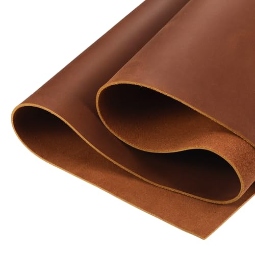 MECCANIXITY Genuine Leather Sheets, 15" x 15" 4-5 oz (1.8-2mm) Thick Full Grain Leather Sheet Tooling Precut for Carving Engraving Molding Embossing Stamping, Red Brown - color: Red Brown