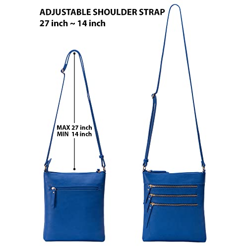 Solene Crossbody Bag Functional Multi Pocket Messenger Purse Top Zip Closure Shoulder Handbag With Adjustable Strap - color: Royal Blue