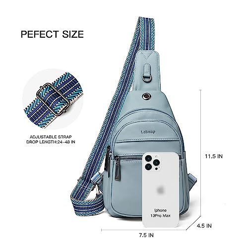 LATMAP 7L Sling Bag For Women Faux Leather Anti Theft Small Casual Daypack Backpack Fanny Pack Crossbody Chest Bags Purse Waterproof Light Blue - color: 7l-light Blue